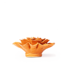 Chive October Birth Flower Marigold fiesta orange ceramic flower side view showing petal depth and glossy glazed finish.
