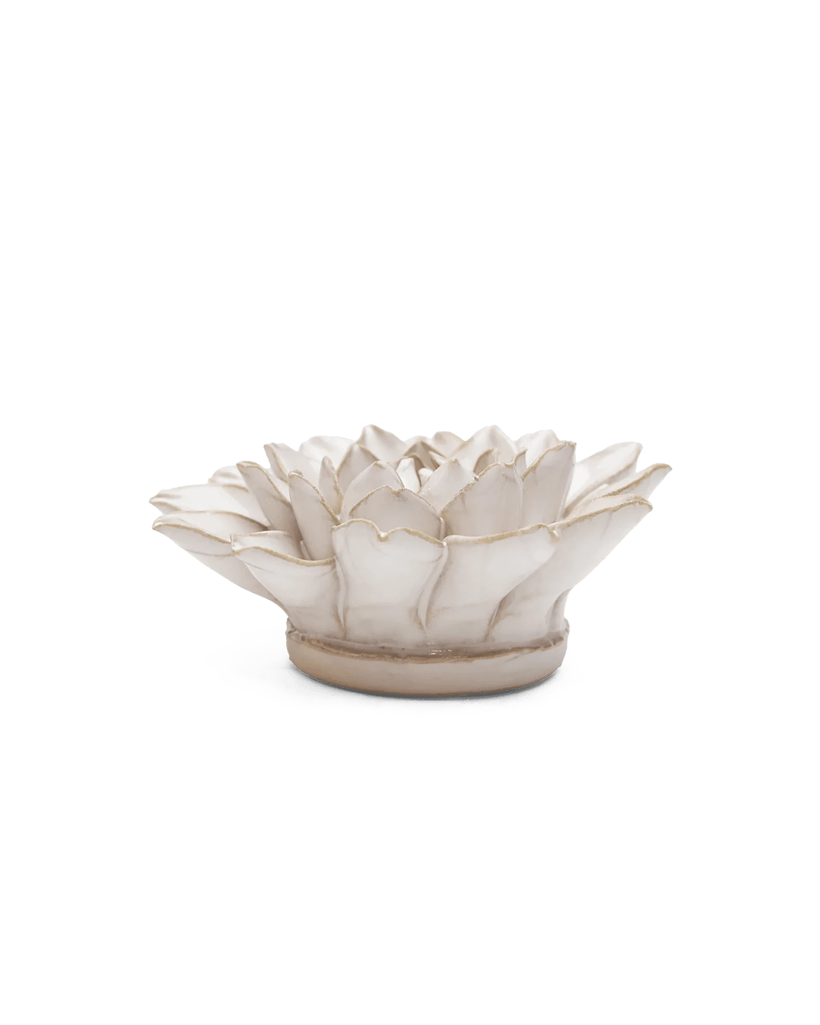 Chive September Birth Flower Aster ivory ceramic flower side view showing petal depth and glossy glazed finish.