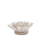 Chive September Birth Flower Aster ivory ceramic flower side view showing petal depth and glossy glazed finish.