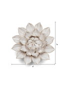 Chive September Birth Flower Aster ivory ceramic flower size chart showing height and width dimensions.