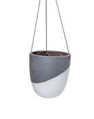 Chive Bobbin black porcelain hanging planter pot with no drainage showing two toned color layer.