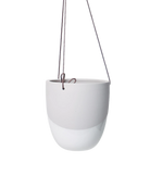 Chive Bobbin black porcelain hanging planter pot with no drainage showing two toned color finish.