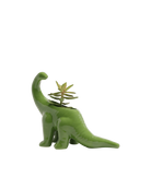 Chive Brontosaurus Foliage green color glazed ceramic dinosaur shaped planter styled with a succulent.