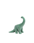 Chive Brontosaurus Granite Green color ceramic dinosaur shaped succulent planter with no drainage.