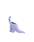 Chive Brontosaurus halogen blue color ceramic dinosaur shaped succulent planter with no drainage.