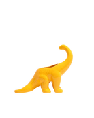 Chive Brontosaurus Lemon Chrome yellow color ceramic dinosaur shaped succulent planter with no drainage.