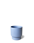 Chive Casey blue grey matte Porcelain medium planter with ridged saucer base.