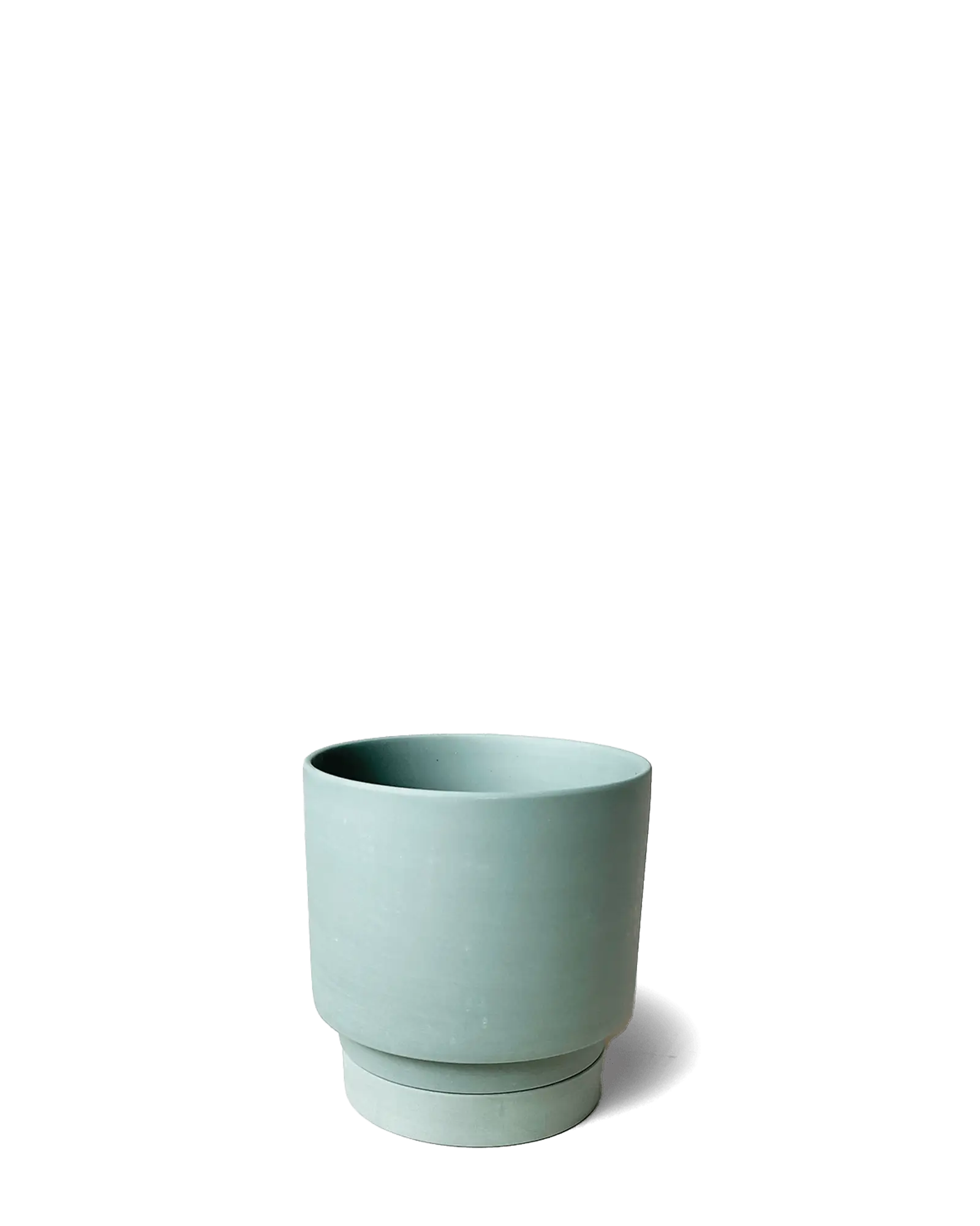 Chive Casey olive matte Porcelain medium planter with detachable saucer base.