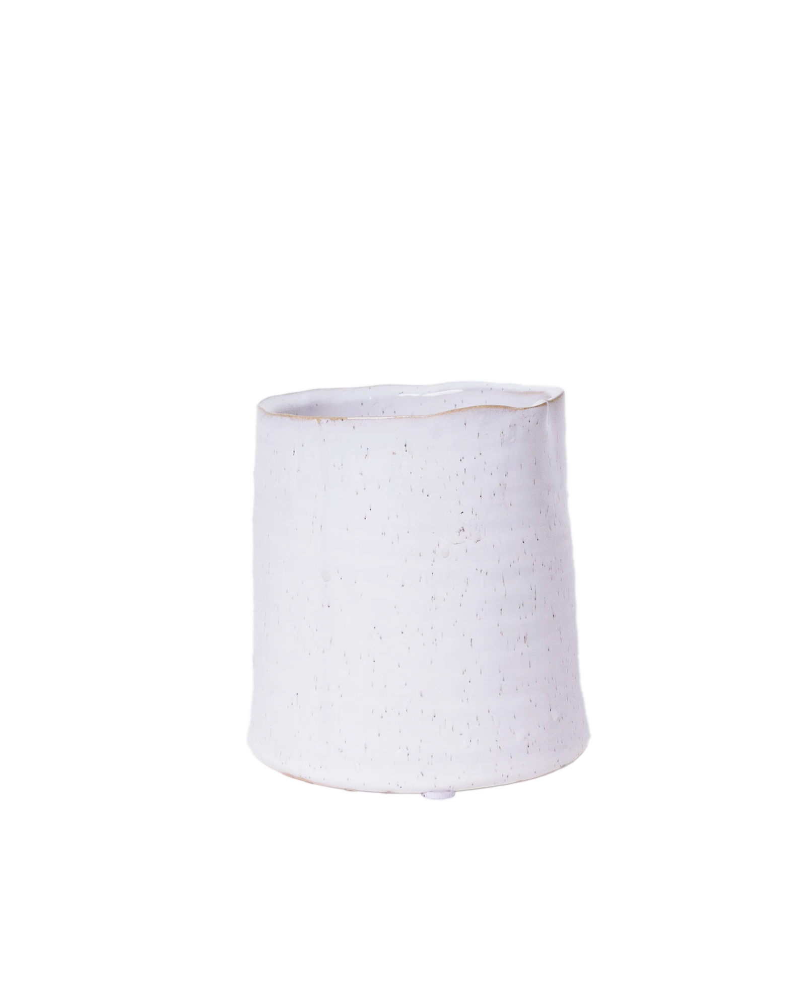 Chive Channa white speckled ceramic small planter pot with no drainage.