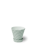 Chive Diamond small mint porcelain plant pot with drainage hole and detachable saucer.