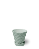 Chive Diamond small peacock green porcelain plant pot with drainage hole and detachable saucer.
