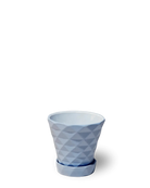 Chive Diamond small sea blue porcelain plant pot with drainage hole and detachable saucer.