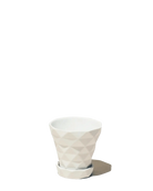 Chive Diamond small white porcelain plant pot with drainage hole and detachable saucer.