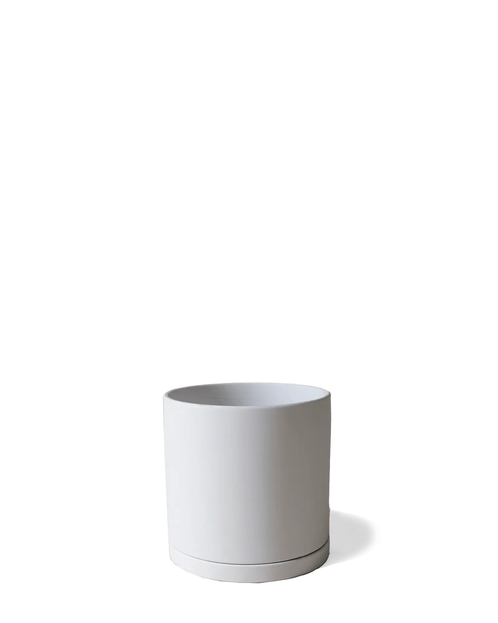 Chive Dojo large light grey matte porcelain pot with drainage hole and detachable saucer.