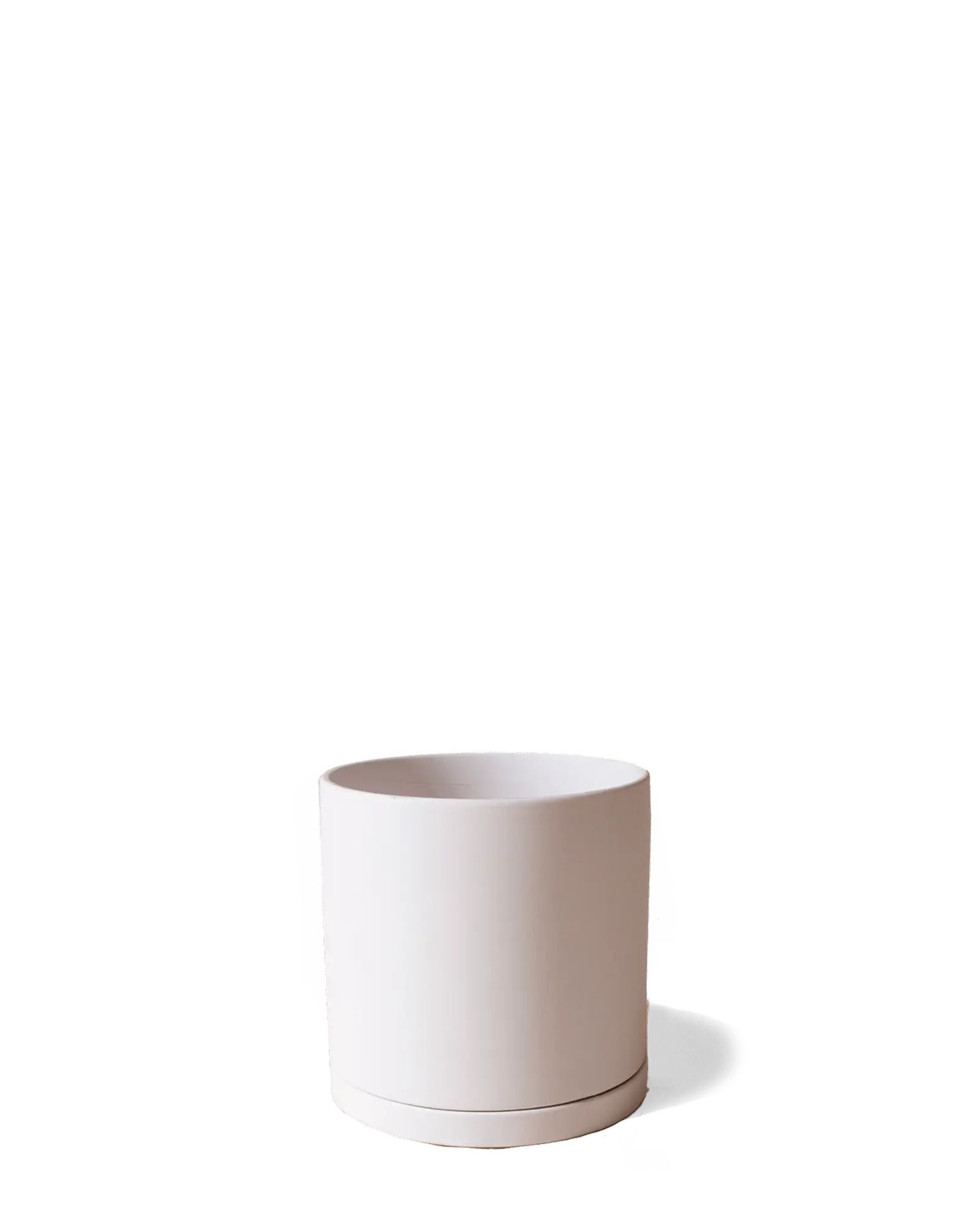 Chive Dojo large pink blush matte porcelain pot with drainage hole and detachable saucer.