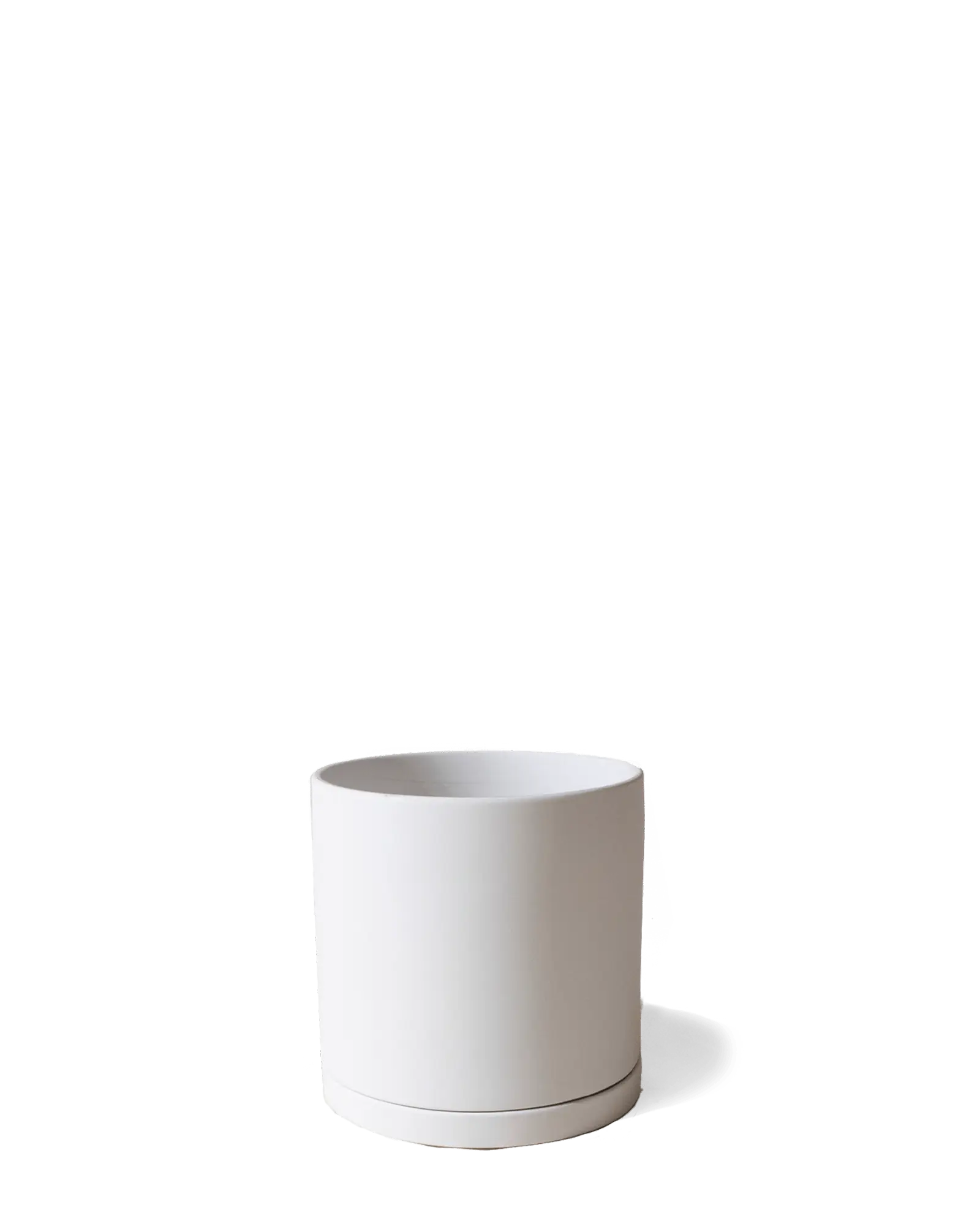 Chive Dojo white matte ceramic small plant pot with drainage hole and detachable saucer.