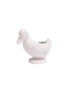 Chive Duck White color ceramic duck shaped succulent planter with no drainage.