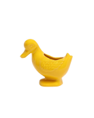 Chive Duck Yellow color ceramic duck shaped succulent planter with no drainage.