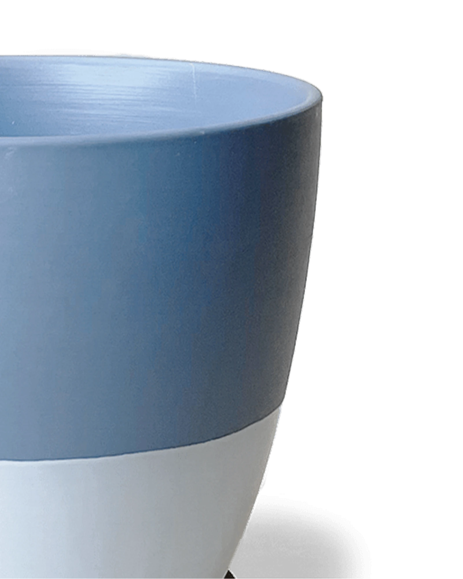 Close-up of the Chive Dyad small blue grey porcelain pot showing the surface texture and finish.
