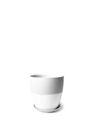 Chive Dyad small light grey porcelain plant pot with drainage hole and detachable saucer.