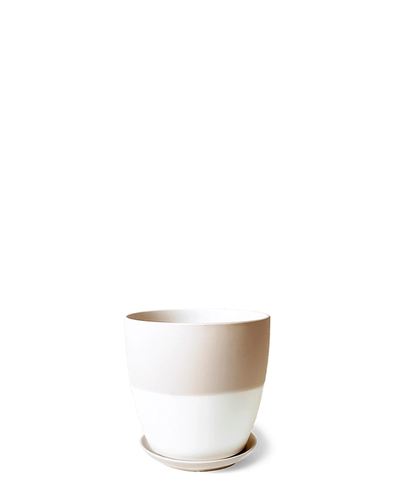 Chive Dyad large soft pink porcelain plant pot with drainage hole and detachable saucer.