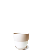 Chive Dyad large soft pink porcelain plant pot with drainage hole and detachable saucer.