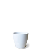 Chive Dyad large white porcelain plant pot with drainage hole and detachable saucer.