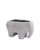 Chive Elephant Grey color ceramic elephant shaped succulent planter with no drainage.
