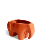 Chive Elephant Orange color ceramic elephant shaped succulent planter with no drainage.