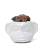 Chive Funky Monkey White glazed ceramic monkey shaped planter styled with a succulent.