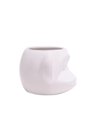 Side view of Chive Funky Monkey White ceramic monkey shaped succulent planter.