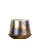 Chive Joe small silver color metal plant pot with drainage hole and detachable saucer.