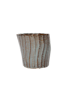 Chive Katakana brown ceramic textured planter pot with no drainage.