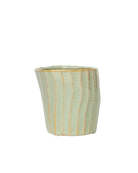 Chive Katakana green ceramic textured planter pot with no drainage.