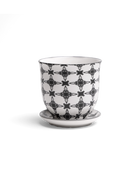 Chive Liberte medium black stars porcelain pot with drainage hole and detachable saucer.