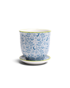 Chive Liberte medium blue birds porcelain pot with drainage hole and detachable saucer.