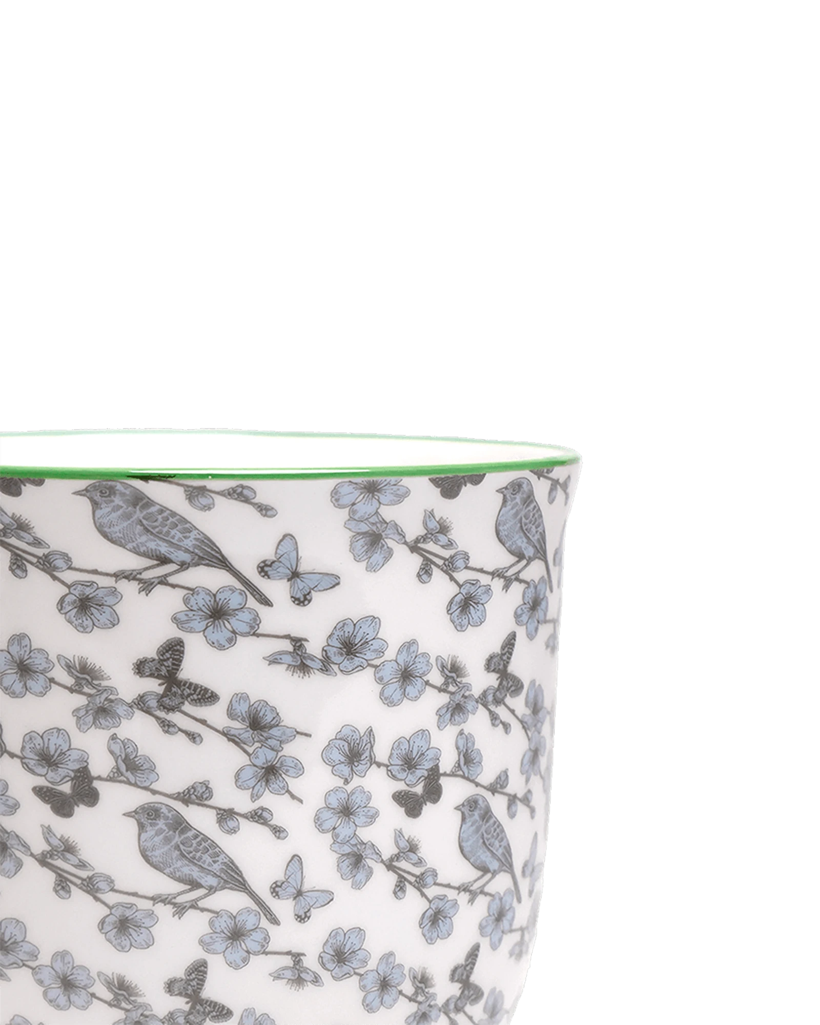 Close-up of the Chive Liberte small blue flowers porcelain pot showing the pattern and glaze finish.