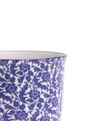 Close-up of the Chive Liberte small blue leaves porcelain pot showing the pattern and glaze finish.
