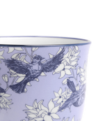 Close-up of the Chive Liberte medium blue swallows porcelain pot showing the pattern and glaze finish.