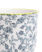 Close-up of the Chive Liberte medium green flowers porcelain pot showing the pattern and glaze finish.