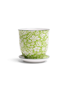 Chive Liberte medium green garden 3 porcelain pot with drainage hole and detachable saucer.