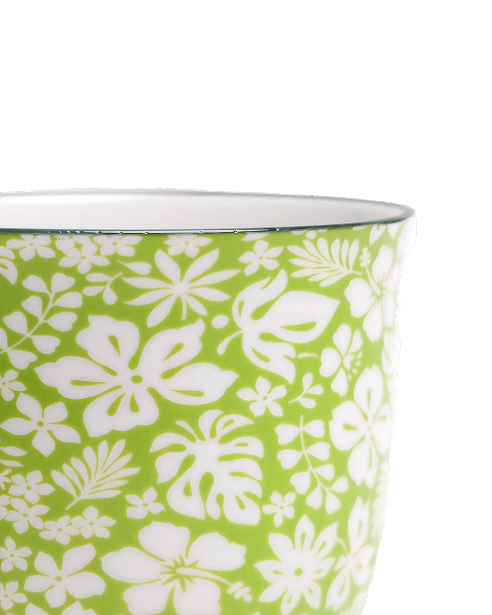 Close-up of the Chive Liberte medium green garden 3 porcelain pot showing the pattern and glaze finish.