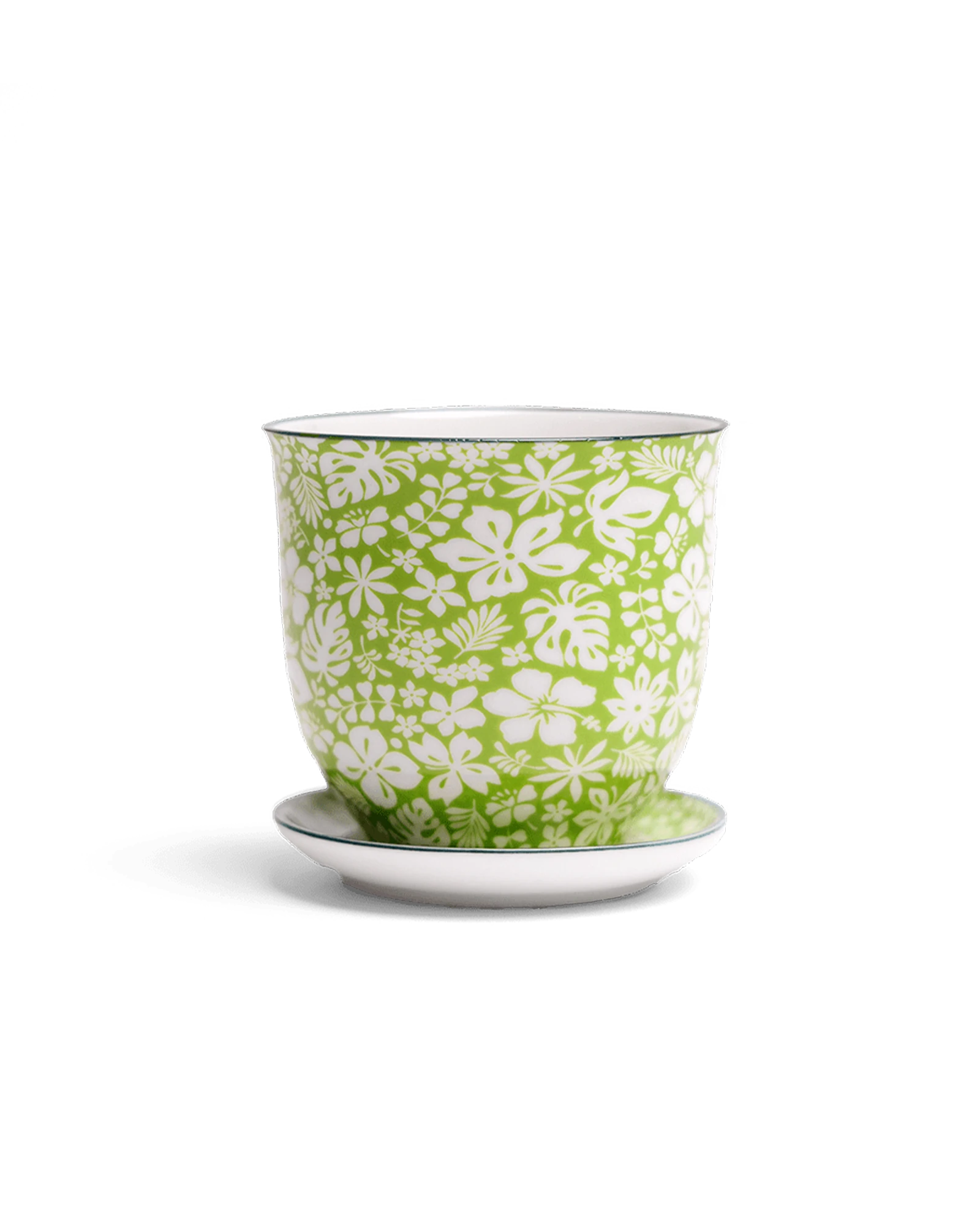 Chive Liberte small green garden 3 porcelain pot with drainage hole and detachable saucer.