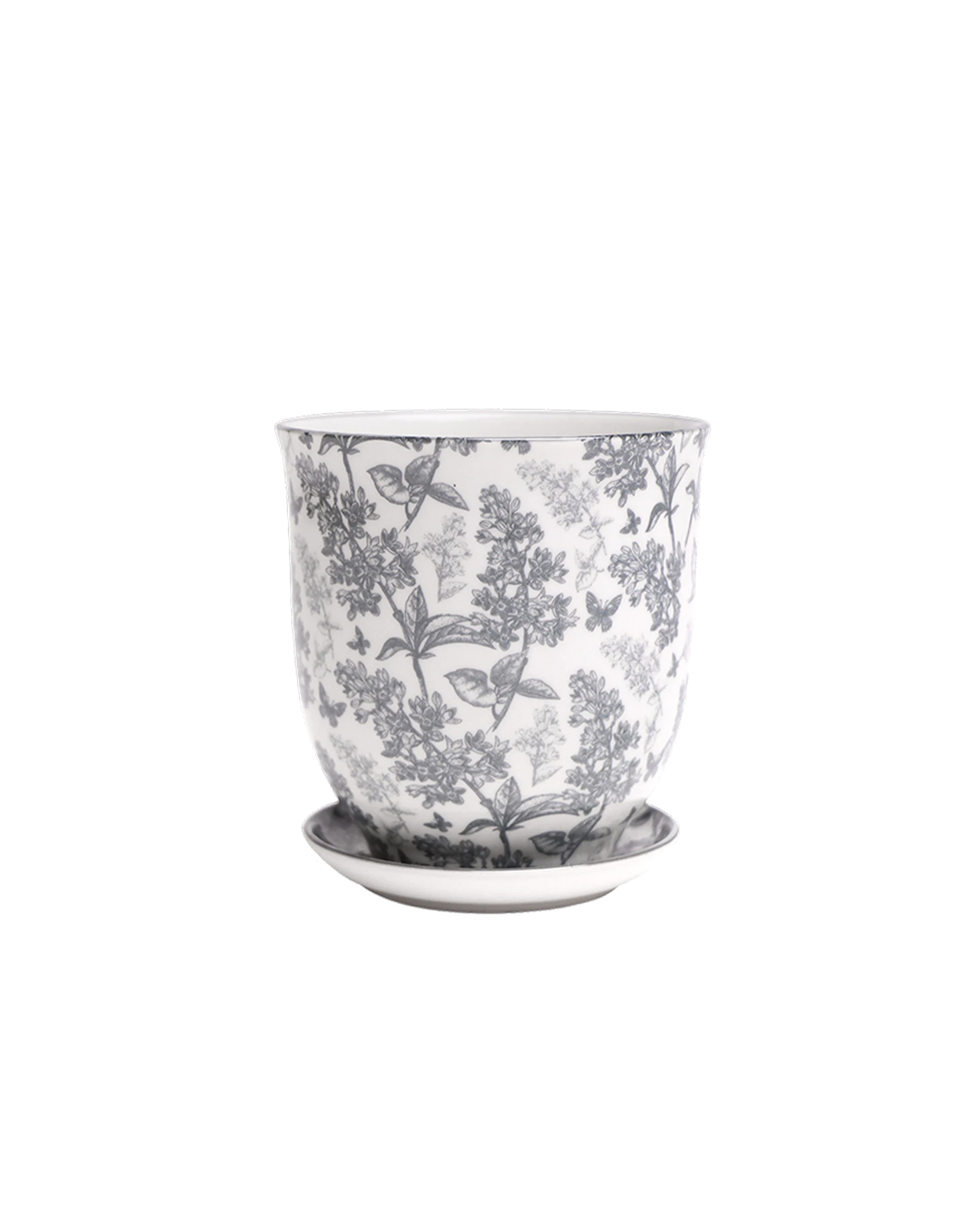 Chive Liberte small grey forest porcelain pot with drainage hole and detachable saucer.