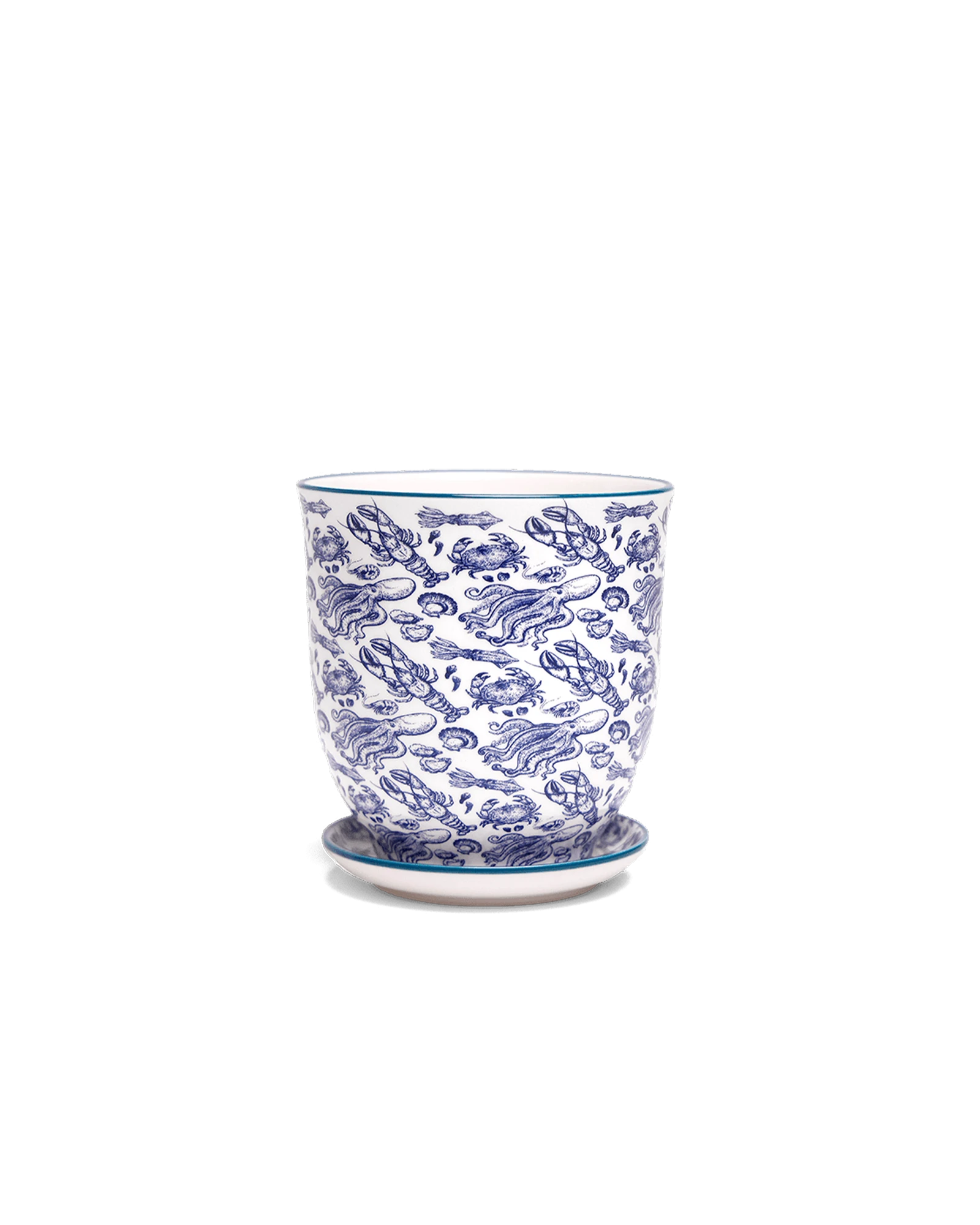 Chive Liberte small octopus porcelain pot with drainage hole and detachable saucer.