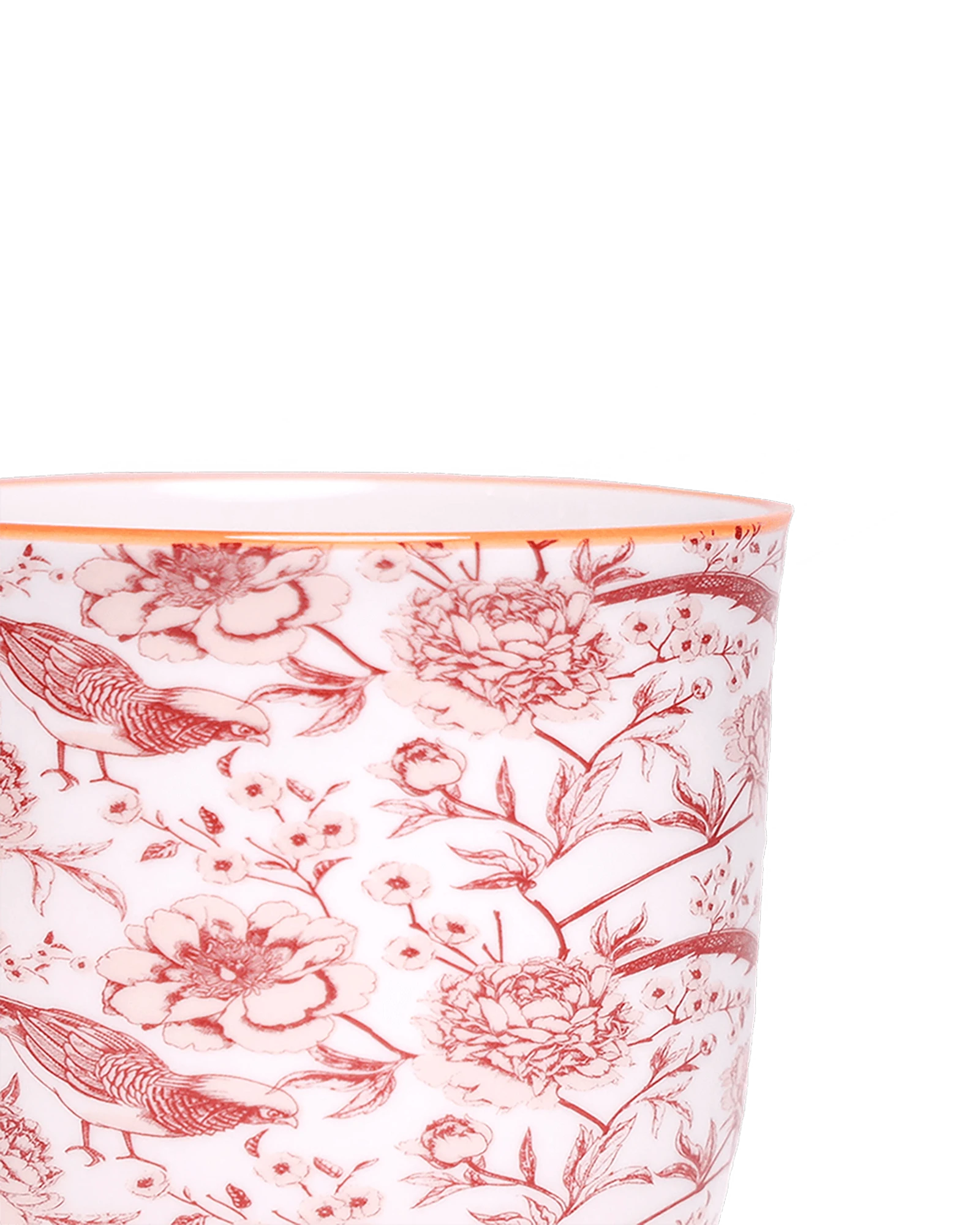 Close-up of the Chive Liberte medium red pheasant porcelain pot showing the pattern and glaze finish.