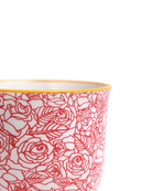 Close-up of the Chive Liberte medium red roses porcelain pot showing the pattern and glaze finish.