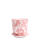 Chive Liberte small red squirrels porcelain pot with drainage hole and detachable saucer.