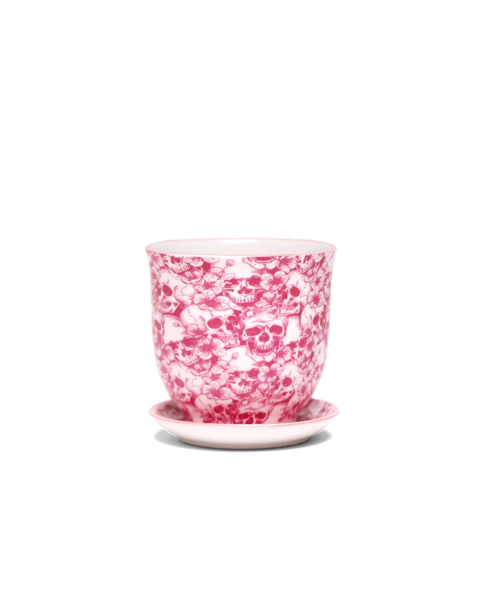 Chive Liberte small skull porcelain pot with drainage hole and detachable saucer.