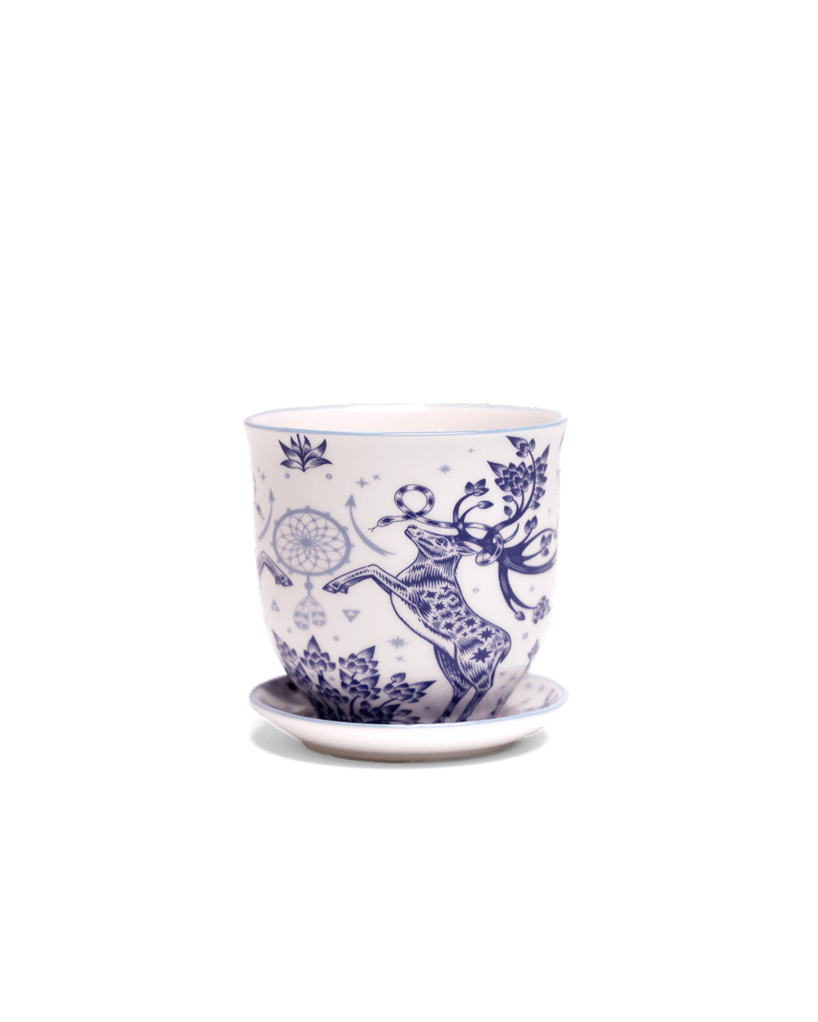 Chive Liberte small stag porcelain pot with drainage hole and detachable saucer.
